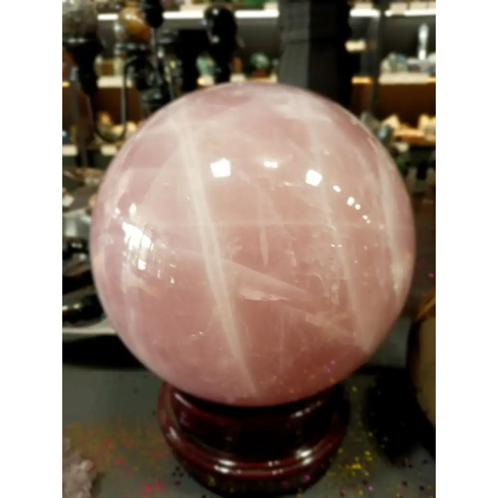 7’’ Huge Gorgeous Rose Quartz Sphere – Heart Chakra Healing Crystal | The Mystical Moons