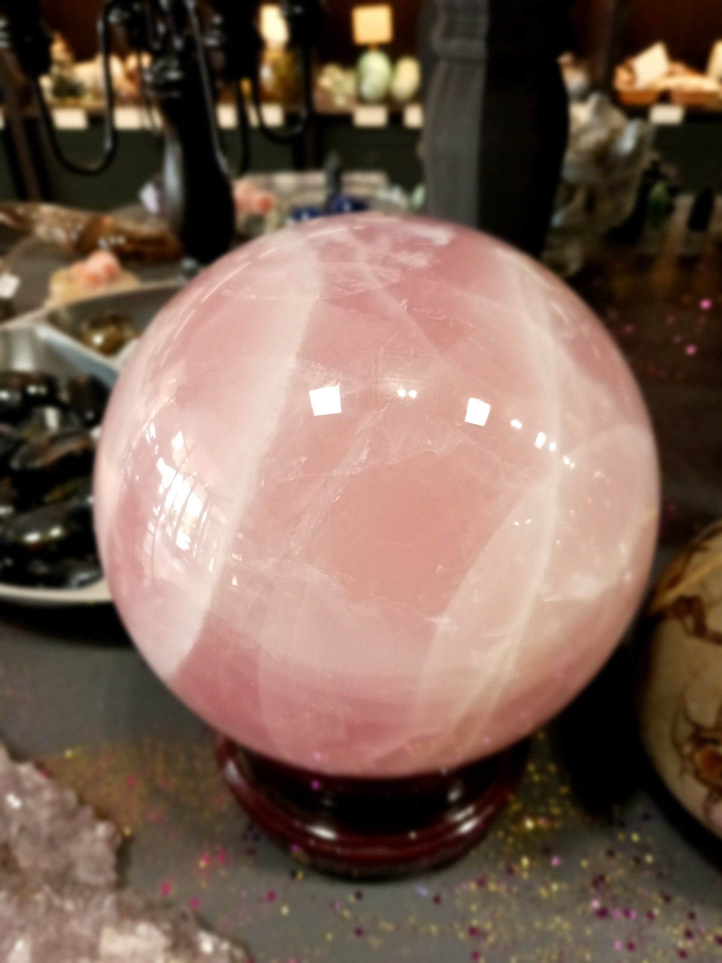 7’’ Huge Gorgeous Rose Quartz Sphere – Heart Chakra Healing Crystal | The Mystical Moons