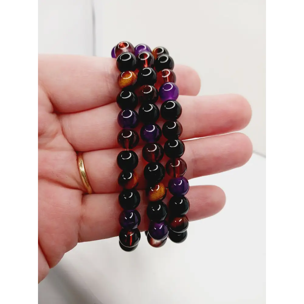 š Amethyst Tigerās Eye Smoky Quartz & Obsidian 8mm Bead Bracelet āØ