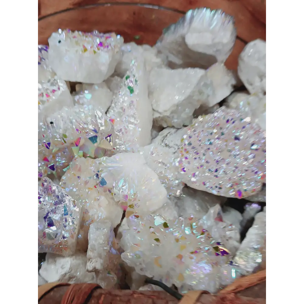 🌈✨ Angel Aura Quartz Chunk – Upliftment Clarity and Harmony (Intuitive Pick) 🤍