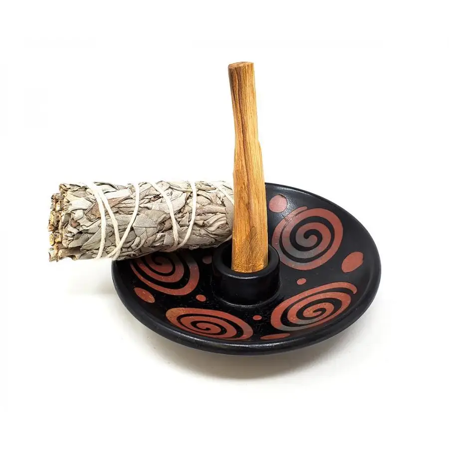 Artisan Made - Peruvian Ceramic Burner Handmade 5’’ D (Smudge stick Palo Santo Wood burner) - Incense & Burners