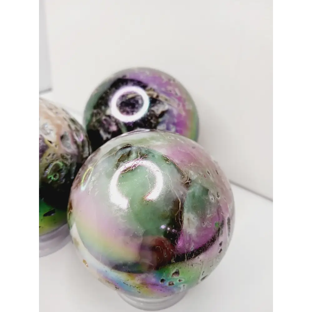 🌈✨ Aura Sphalerite Sphere (Approx. 3.25’’) – Transformation Empowerment and Radiant Energy! 🔮