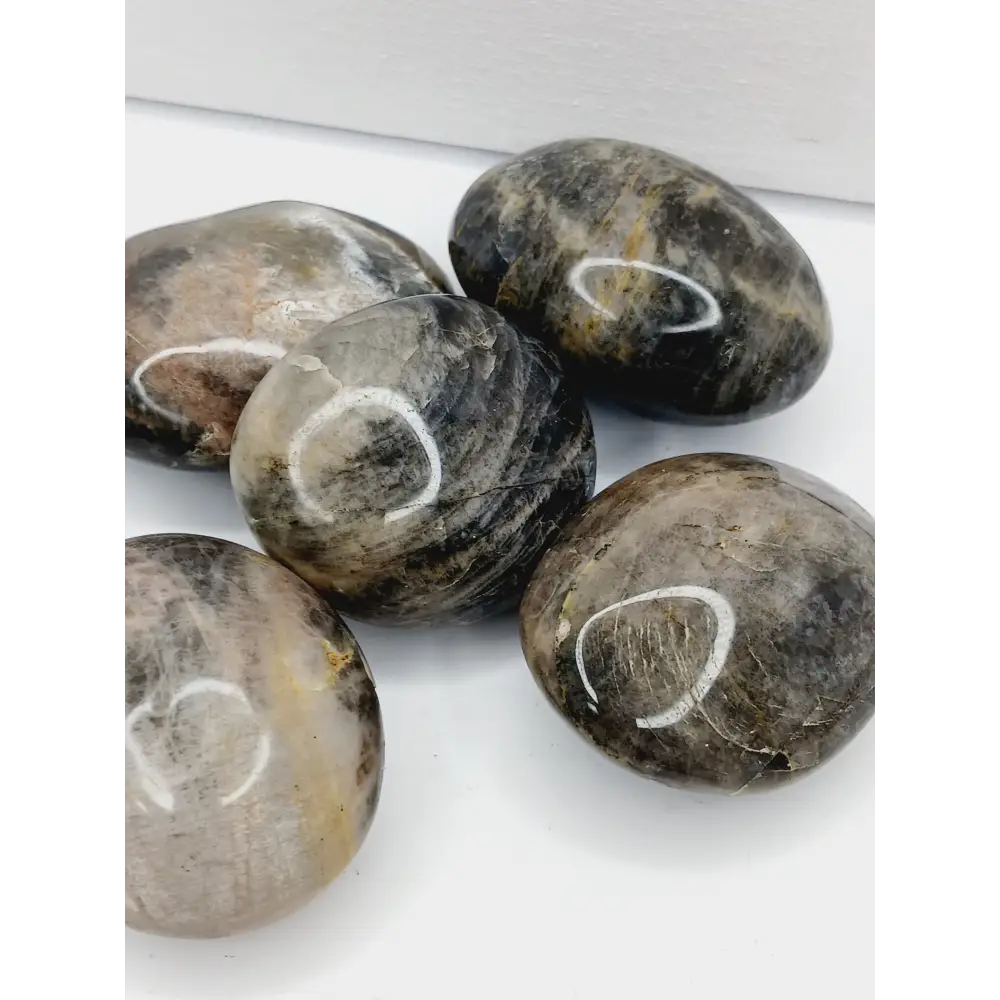 š¤š Black Moonstone Palmstone ā New Beginnings Intuition and Emotional Balance ⨠- PALM