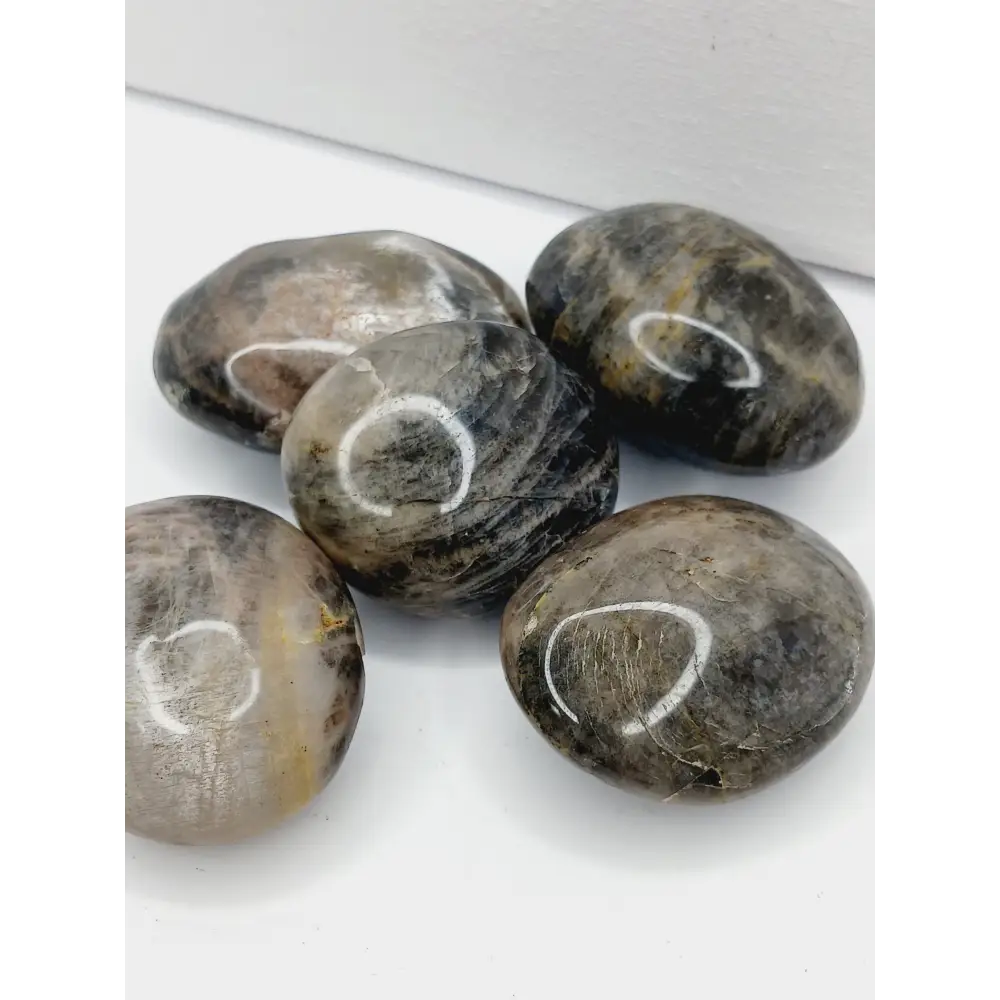 š¤š Black Moonstone Palmstone ā New Beginnings Intuition and Emotional Balance ⨠- PALM