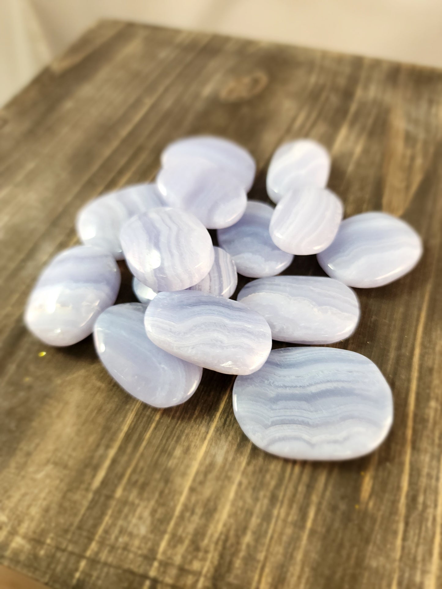 💙✨ Blue Lace Agate Palmstones (Small) – Calming & Soothing Energy Stones! 🌊🪨 - PALM