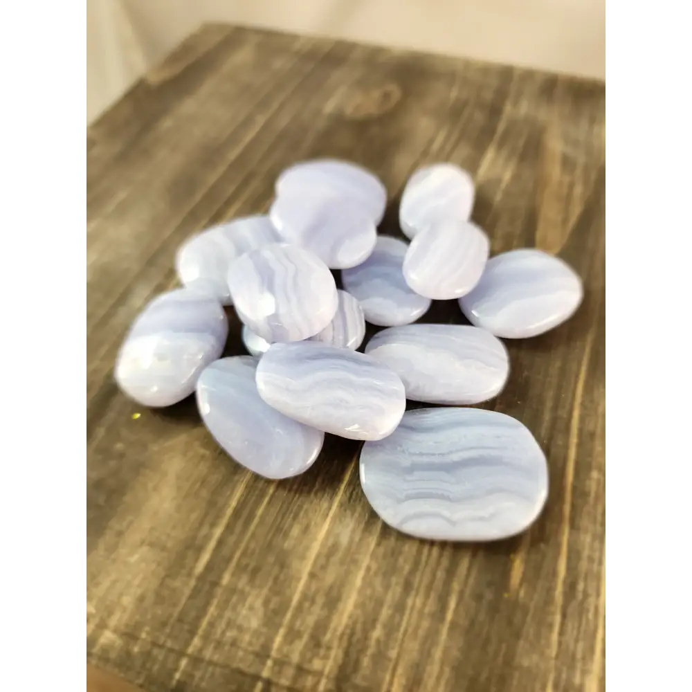 💙✨ Blue Lace Agate Palmstones (Small) – Calming & Soothing Energy Stones! 🌊🪨 - PALM