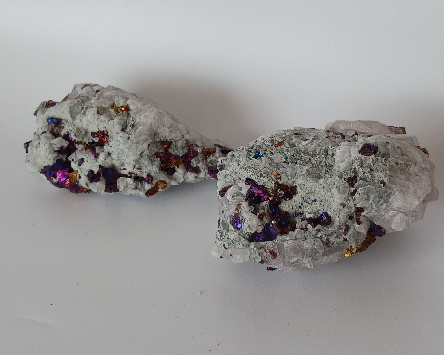 🦚✨ Chalcopyrite (Peacock Ore) with Calcite & Quartz – Joyful Transformation Amplified Energy & Spiritual Clarity! ✨🦚