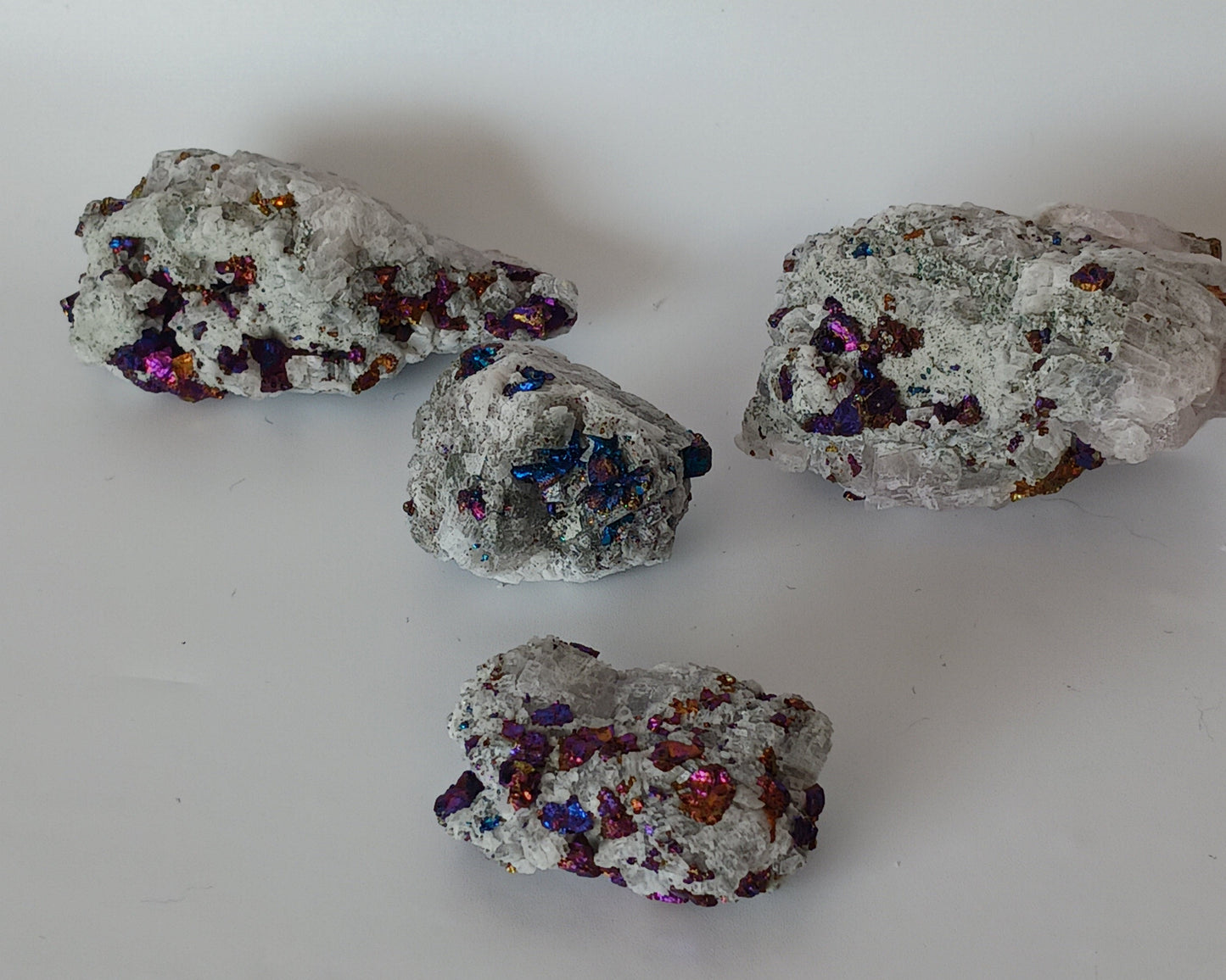🦚✨ Chalcopyrite (Peacock Ore) with Calcite & Quartz – Joyful Transformation Amplified Energy & Spiritual Clarity! ✨🦚