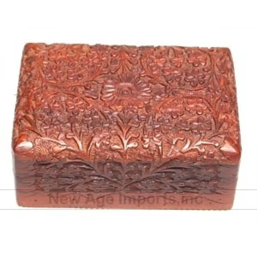 Deep Carved Wooden Box 4x6’’ - Boxes & Chests