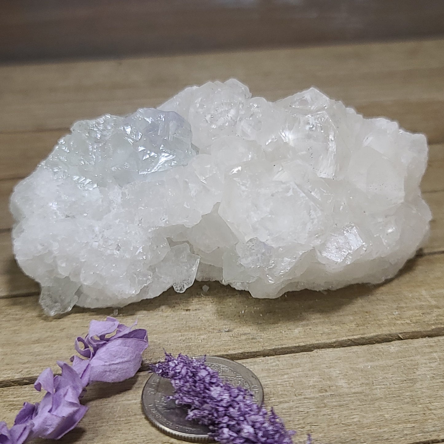 Diamond Calcite Natural Clusters on Green Apophyllite - 7 - Specimens