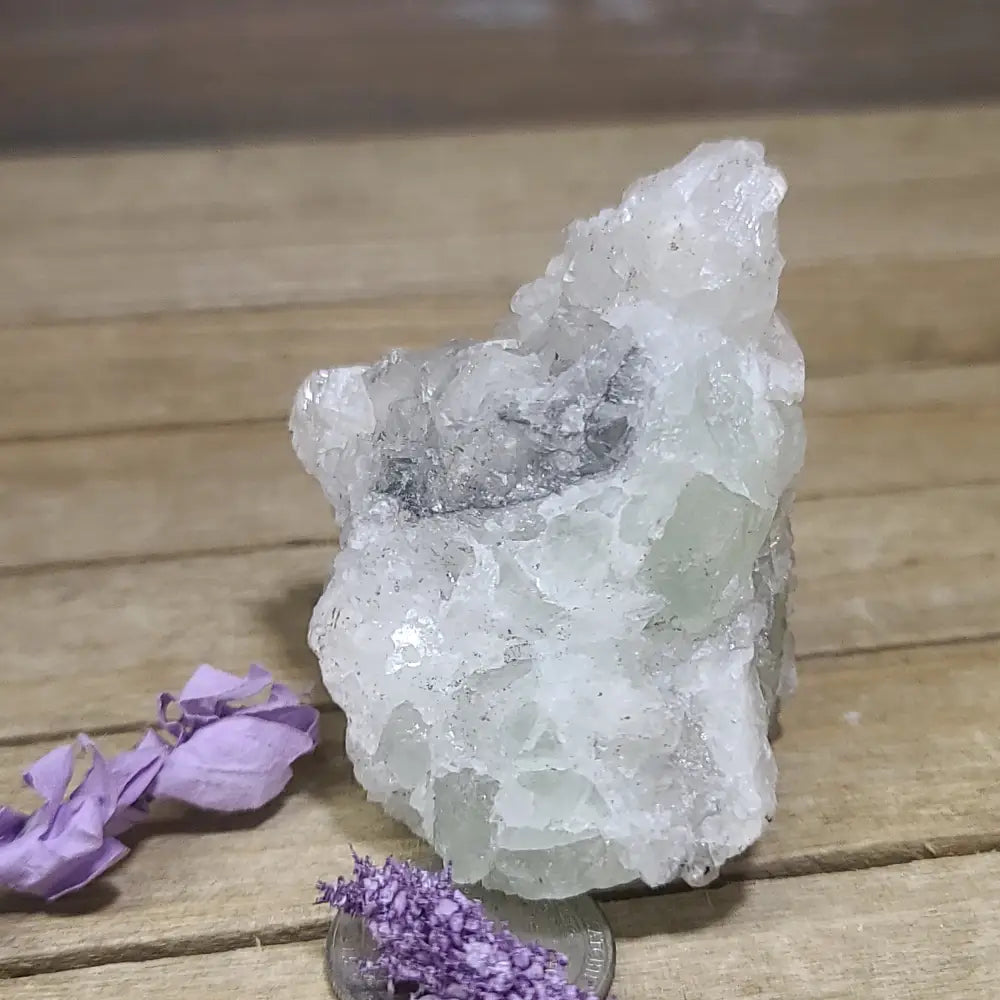 Diamond Calcite Natural Clusters on Green Apophyllite - 5 - Specimens