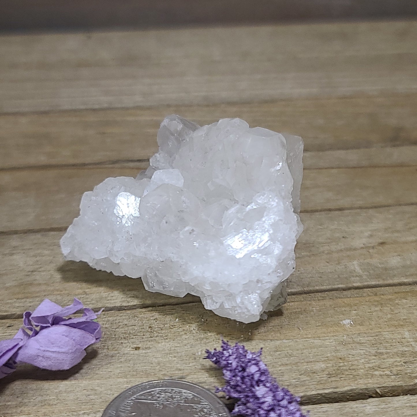 Diamond Calcite Natural Clusters on Green Apophyllite - 2 - Specimens