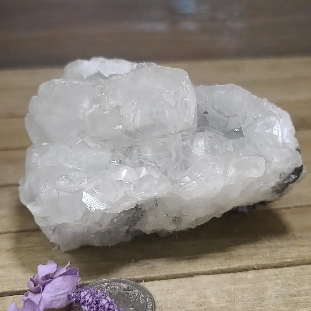 Diamond Calcite Natural Clusters on Green Apophyllite - 10 - Specimens
