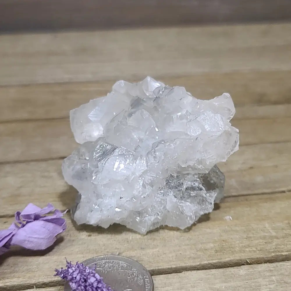 Diamond Calcite Natural Clusters on Green Apophyllite - 3 - Specimens