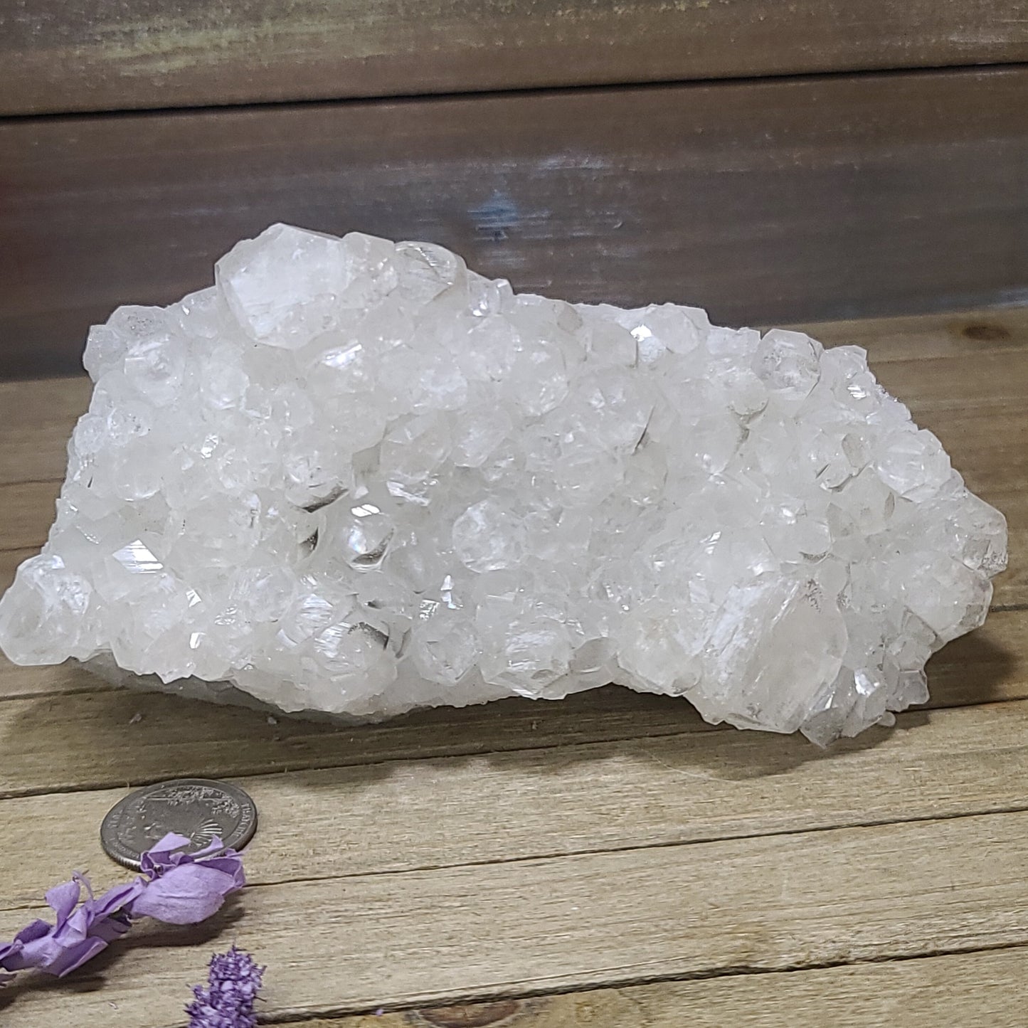 Diamond Calcite Natural Clusters on Green Apophyllite - 13 - Specimens