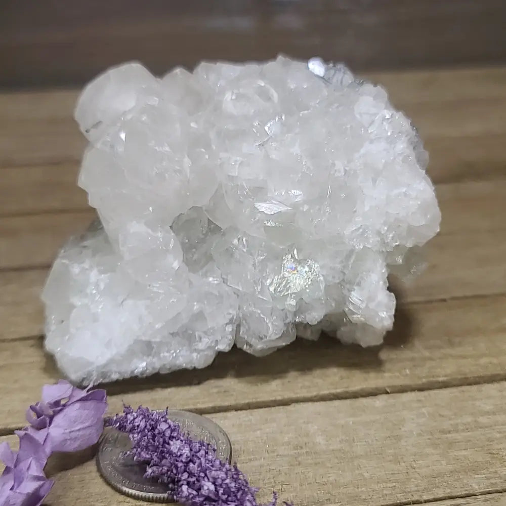 Diamond Calcite Natural Clusters on Green Apophyllite - 9 - Specimens