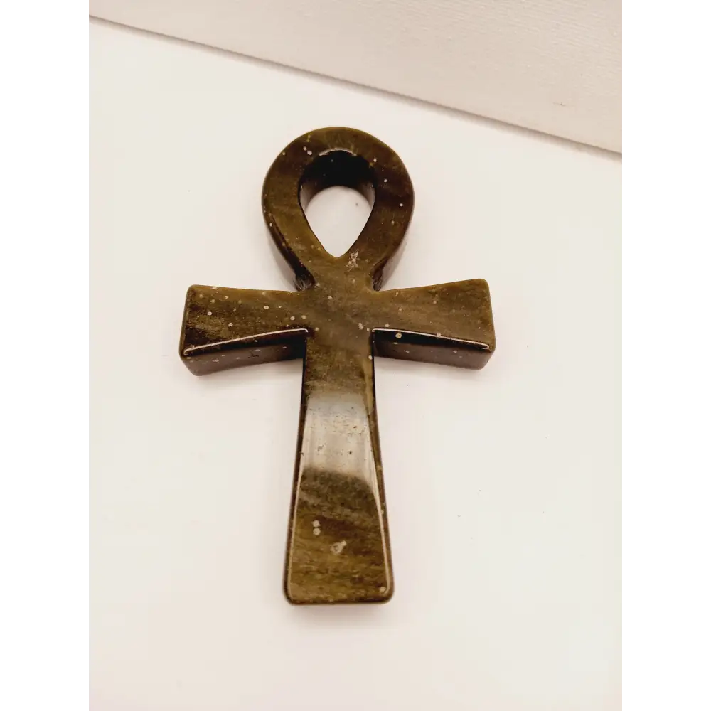 ๐โจ Egyptian Ankh Carvings 4โ4.5โโ โ Eternal Life Protection and Sacred Power ๐ - 4 - Golden Sheen Obsidian - Carvings