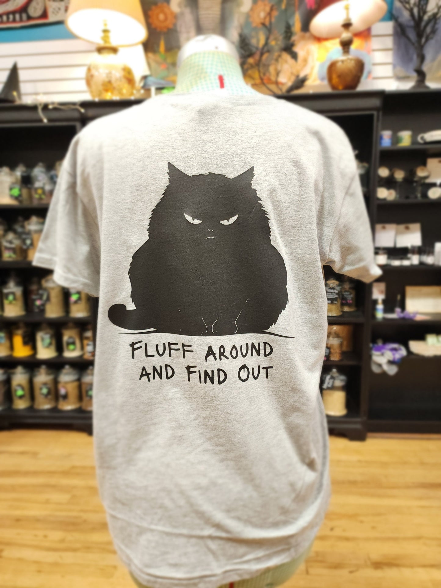 Fluff Around and Find Out - Spiritual Tshirt Designs - Grey / Xlarge with Black Graphic - Clothing & Apparel