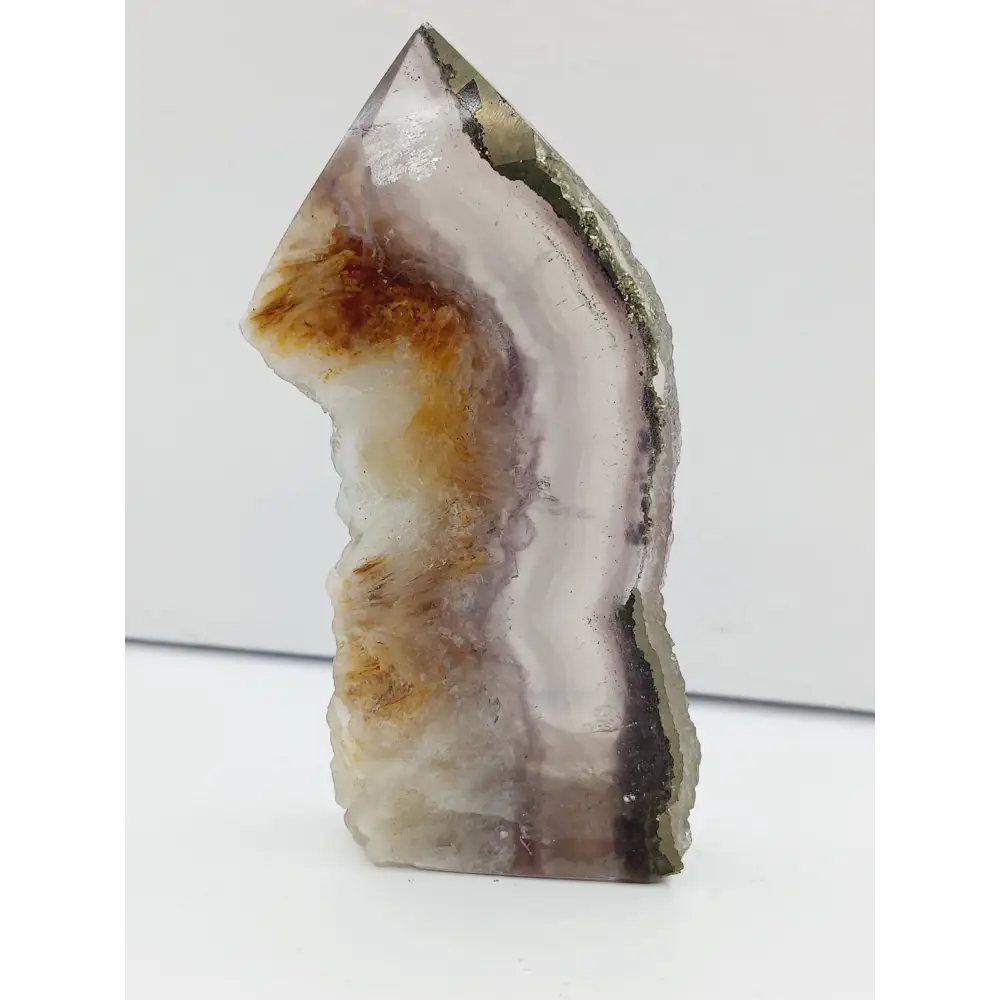 🌈✨ Fluorite and Scolecite with Pyrite Tower – Clarity Peace and Manifestation ⚡ - 12 - 3.75’’ - Towers