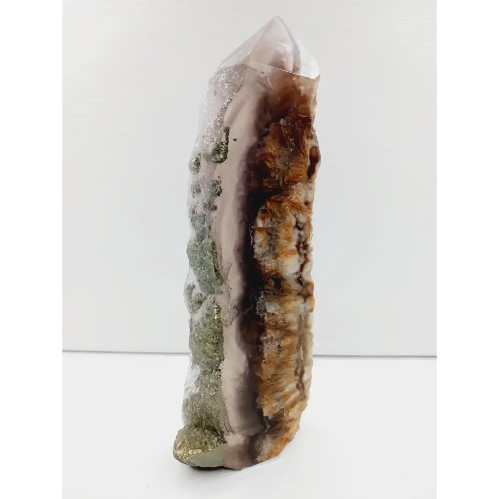 🌈✨ Fluorite and Scolecite with Pyrite Tower – Clarity Peace and Manifestation ⚡ - 1 - 6.75’’ - Towers