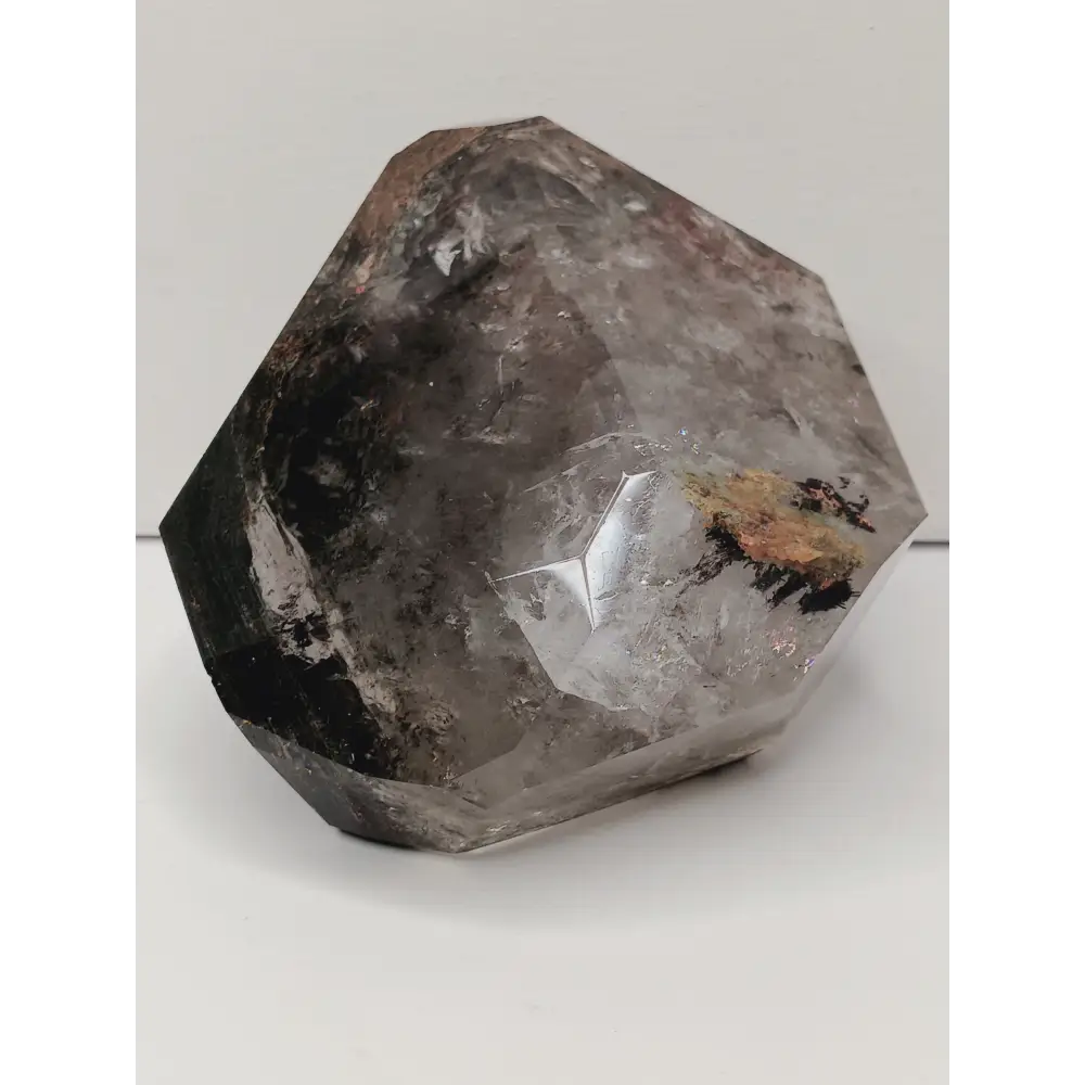 Faceted crystal on a white background