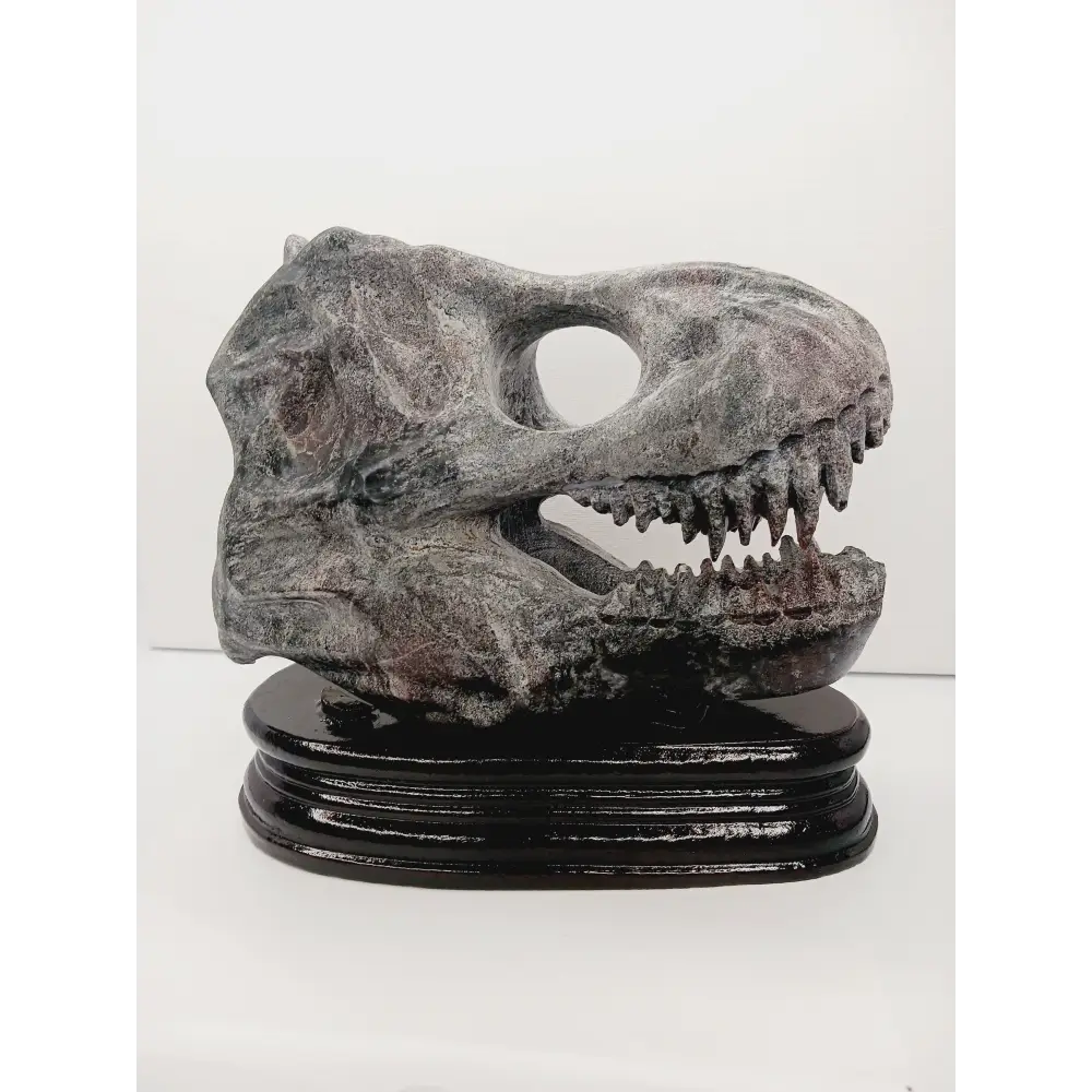 🦖❤️ Garnet Dinosaur Skull on Wood Stand – Ancient Power and Vitality ✨ - Carvings