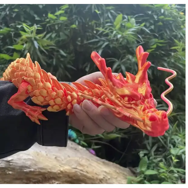 🐉 Gigantic Orange Gold 3D Printed Dragon - 35.43 Inches ✨