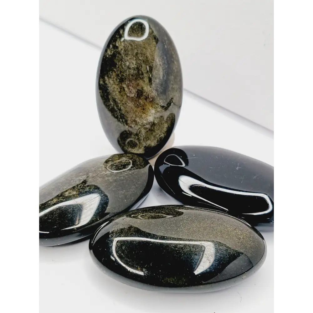 🌟🖤 Golden Sheen Obsidian Palmstone – Protection Empowerment and Inner Clarity ✨ - PALM