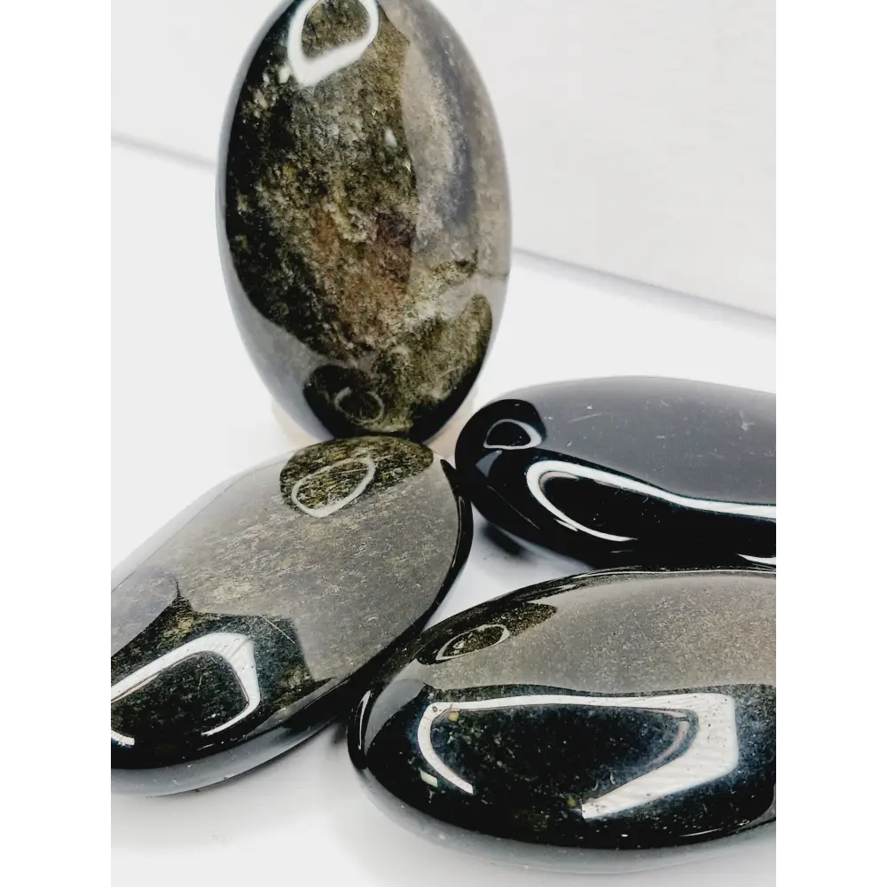 🌟🖤 Golden Sheen Obsidian Palmstone – Protection Empowerment and Inner Clarity ✨ - PALM