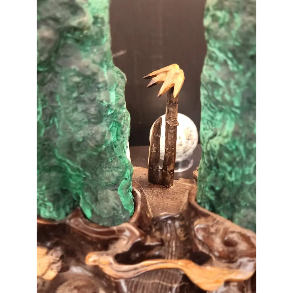 š“š Gorgeous Double Malachite Tower Specimen with Palm Tree Scenery ā Natureās Artistry & Heart Healing! ⨠- Specimens