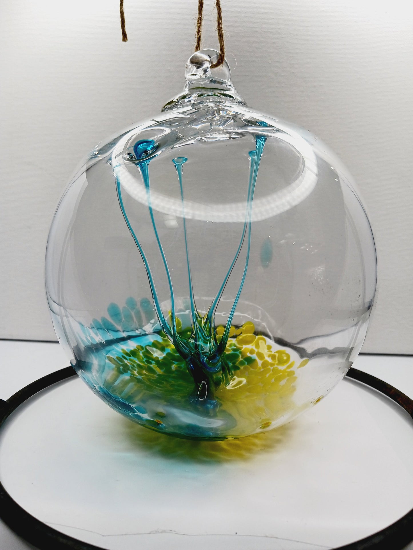 🔮✨Handblown Glass Witch Ball – Protection Tradition and Magical Beauty ✨🔮 - 6’’-Aqua & Yellow Assorted - Home Decor