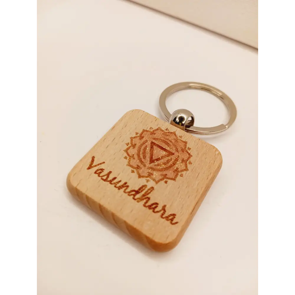 ๐ Handmade Wooden Chakra Keychains ๐ - Vasundhara - Earth Star Chakra
