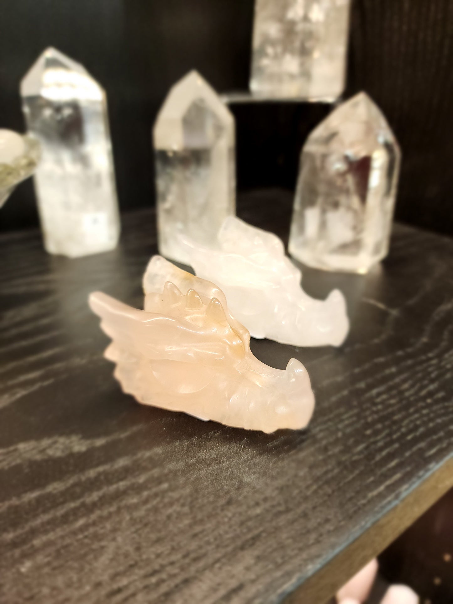 🐉✨ Mixed Material Crystal Dragon Heads – 3’’ – Mystical Guardians & Unique Energy Blends! 🌈 - Rose Quartz - Carvings