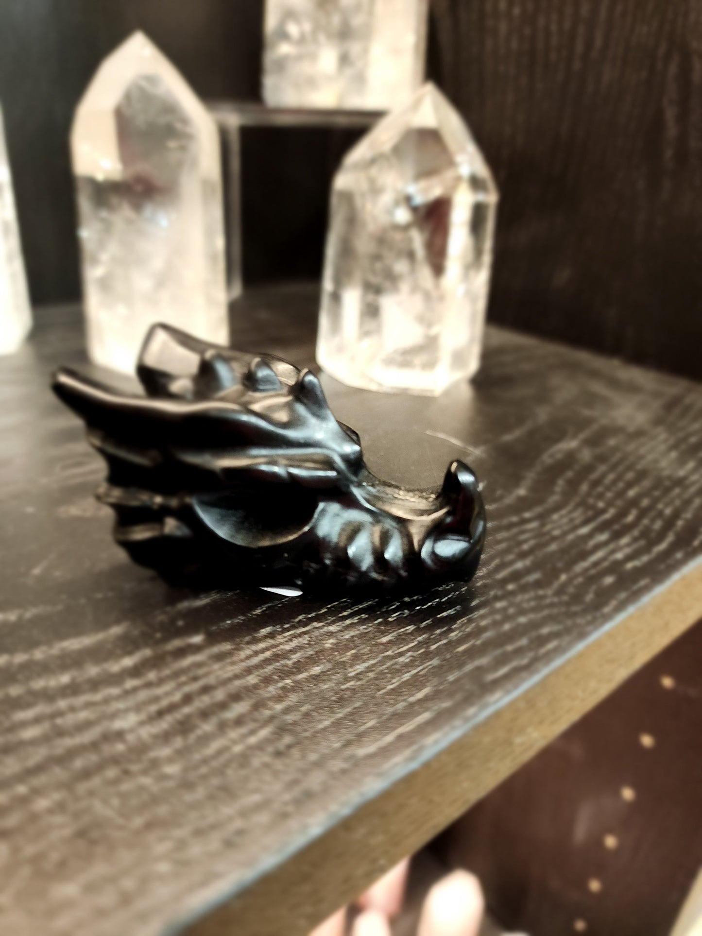 🐉✨ Mixed Material Crystal Dragon Heads – 3’’ – Mystical Guardians & Unique Energy Blends! 🌈 - Obsidian - Carvings
