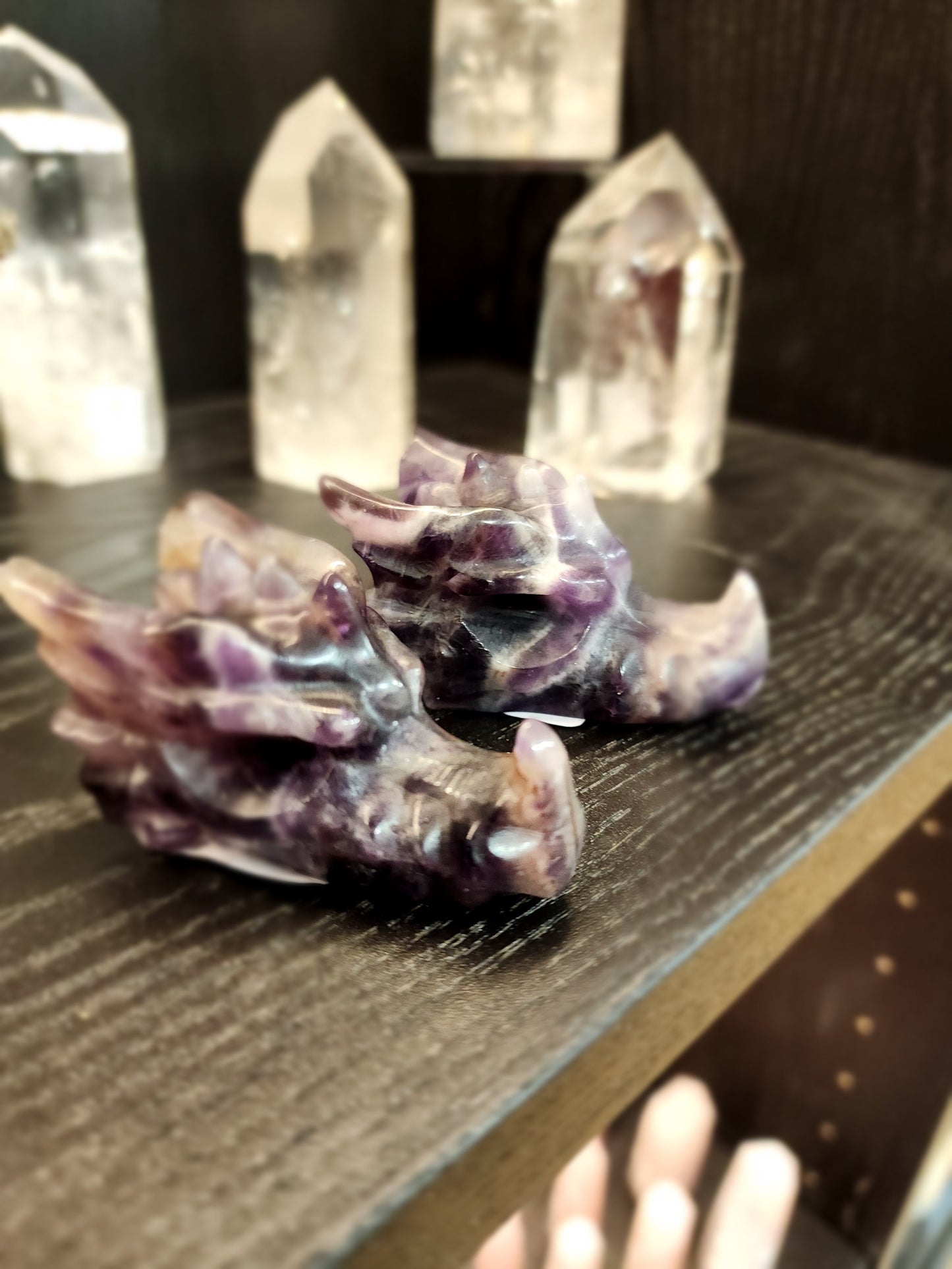 🐉✨ Mixed Material Crystal Dragon Heads – 3’’ – Mystical Guardians & Unique Energy Blends! 🌈 - Dream Amethyst - Carvings