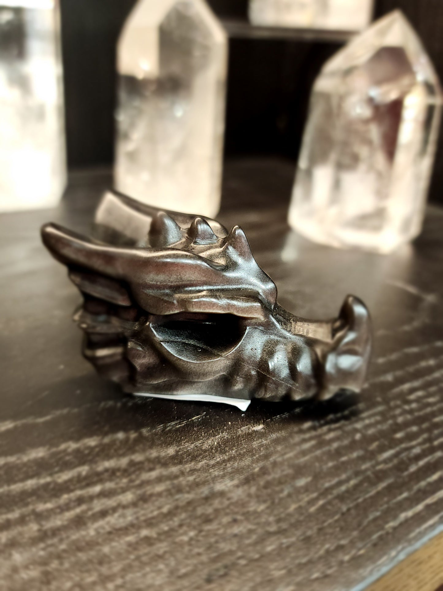 🐉✨ Mixed Material Crystal Dragon Heads – 3’’ – Mystical Guardians & Unique Energy Blends! 🌈 - Silver Sheen Obsidian