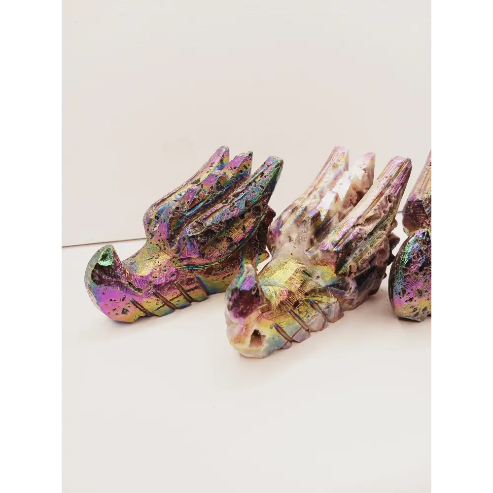 🐉💜 Purple Aura Dragon Head – Sphalerite 4’’ – Power Transformation and Mystical Protection ✨ - Carvings