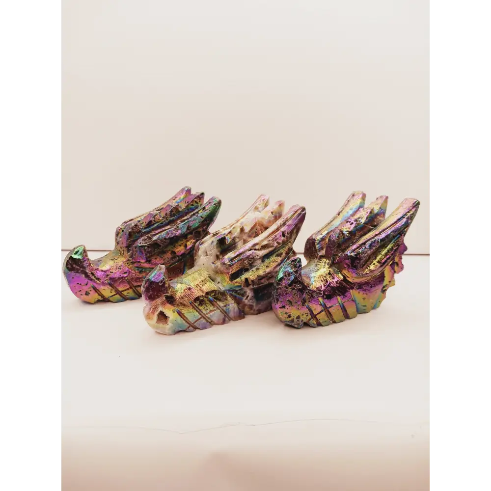 🐉💜 Purple Aura Dragon Head – Sphalerite 4’’ – Power Transformation and Mystical Protection ✨ - Carvings