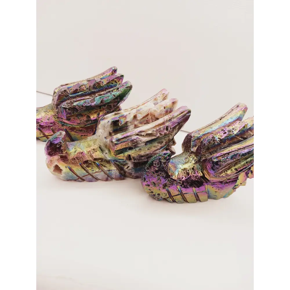 🐉💜 Purple Aura Dragon Head – Sphalerite 4’’ – Power Transformation and Mystical Protection ✨ - Carvings