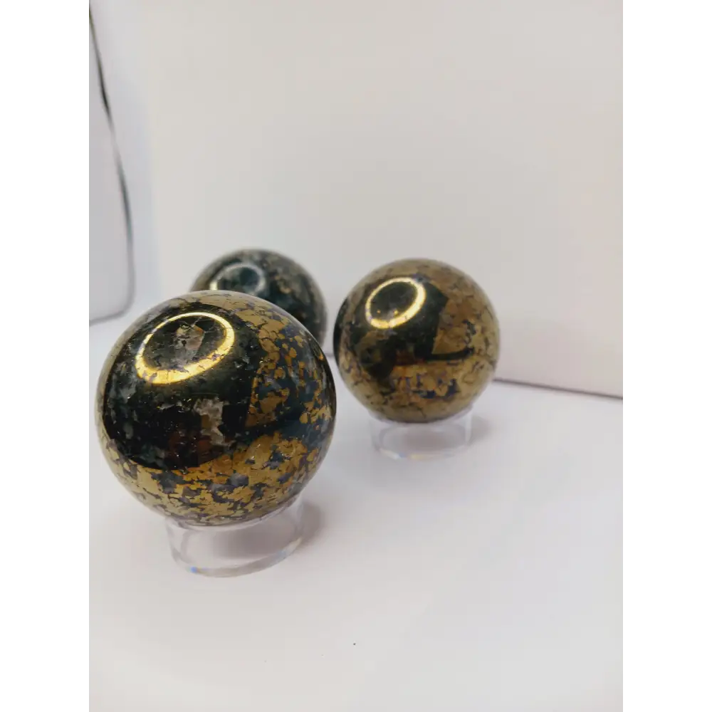 🖤💛 Pyrite and Black Quartz Sphere 2’’ – Protection Manifestation and Empowerment ✨ - Spheres