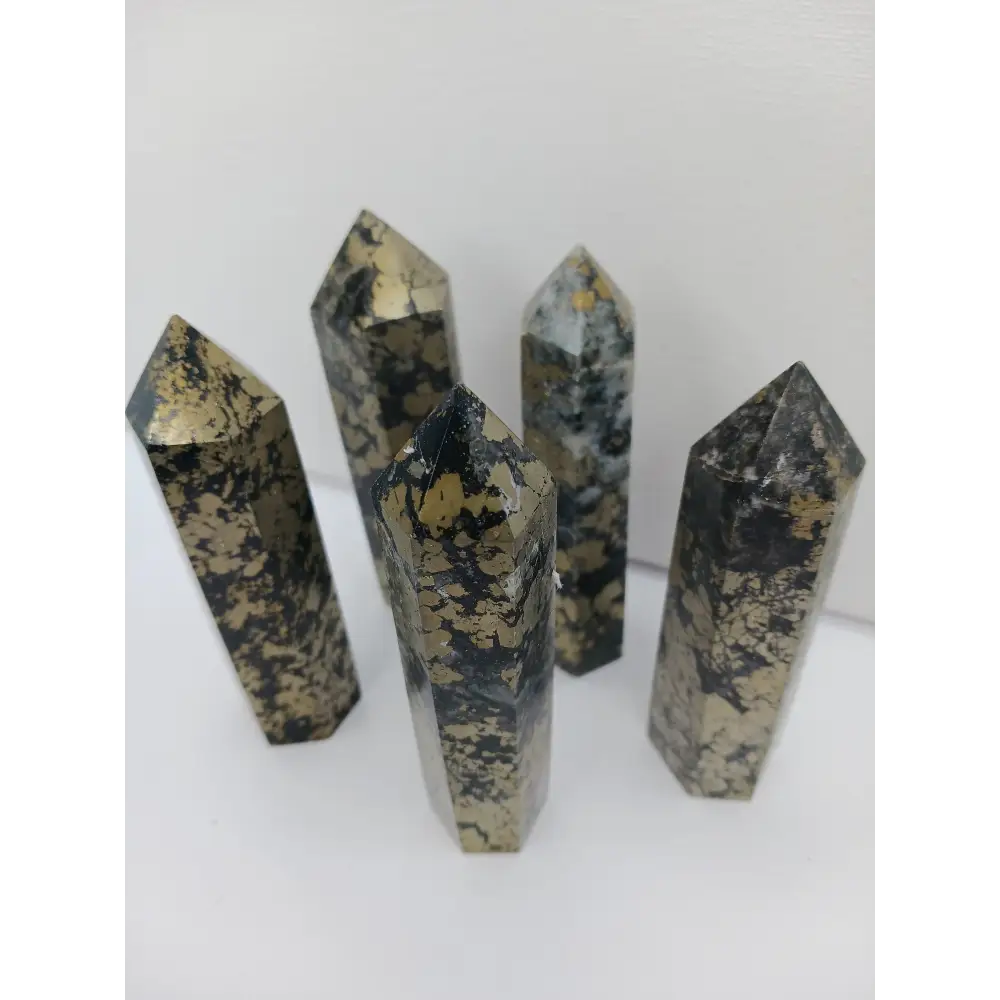 ✨🖤 Pyrite with Black Quartz Tower 3.75 to 4 Inch – Manifestation Protection and Magnetic Abundance 🖤✨ - Towers