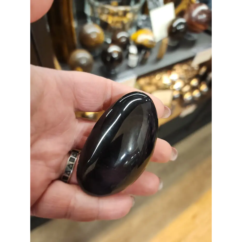 🌈🖤 Rainbow Obsidian Palmstone (2.5’’–2.75’’) – Heart Healing & Protective Energy! ✨ - PALM