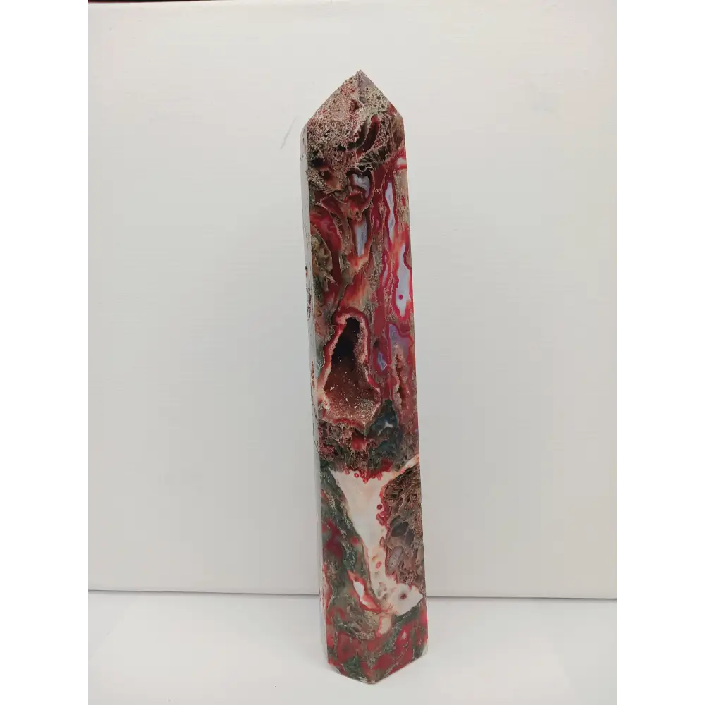 🌿❤️ Red Moss Agate Tower – Growth Vitality and Grounding ✨