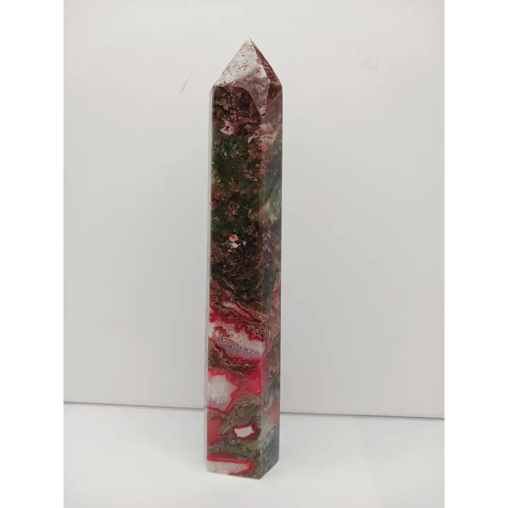 🌿❤️ Red Moss Agate Tower – Growth Vitality and Grounding ✨