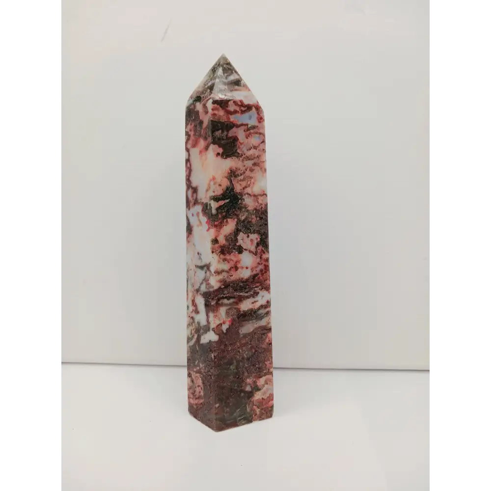 🌿❤️ Red Moss Agate Tower – Growth Vitality and Grounding ✨