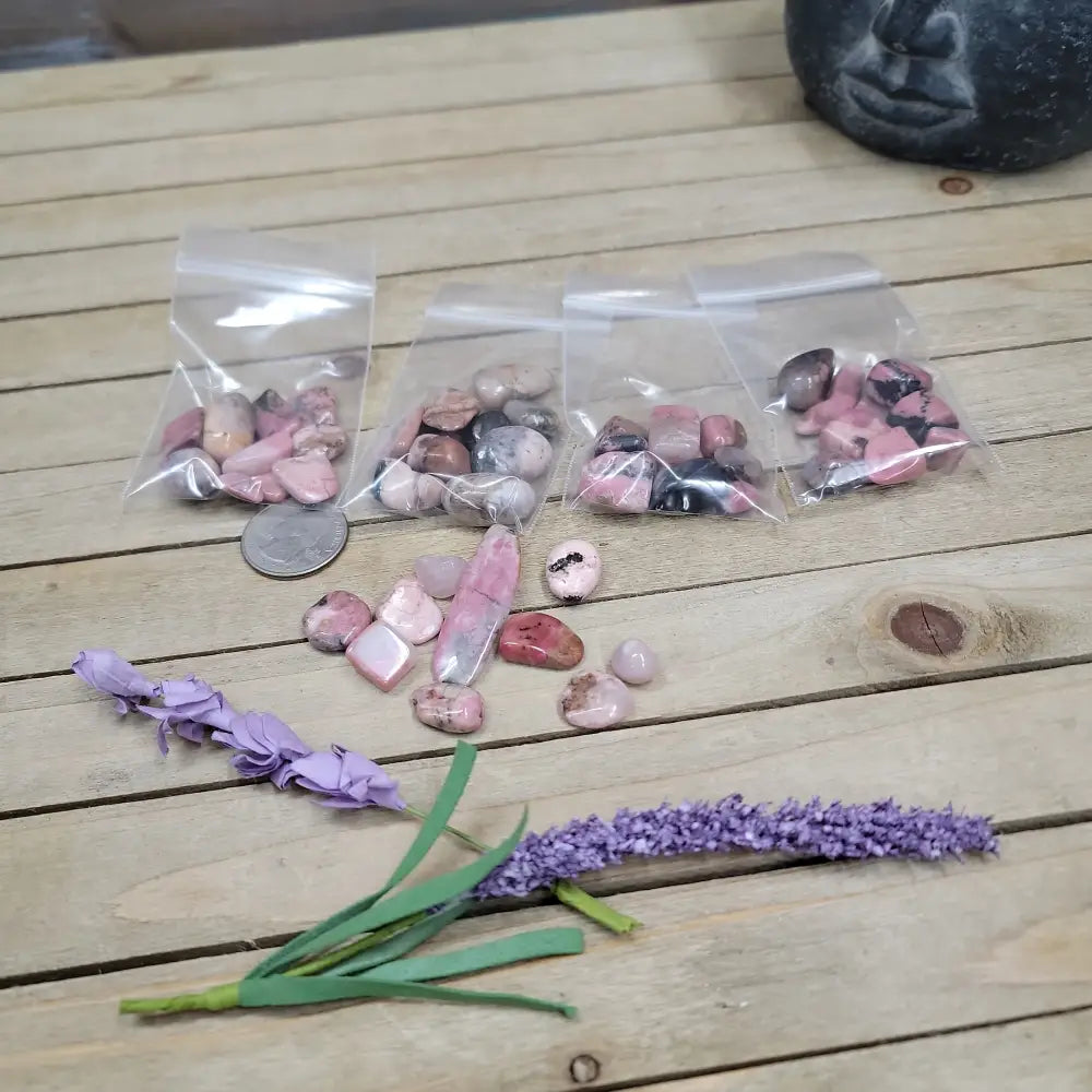 Rhodanite Tumble Packs & Pendants - Bags - Grid Working