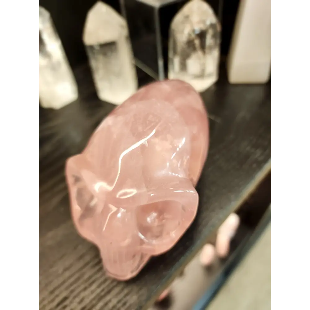 👽💗 Rose Quartz Alien Skull – 5.75’’ x 3’’ – Cosmic Love & Universal Compassion! 🌌 - Carvings