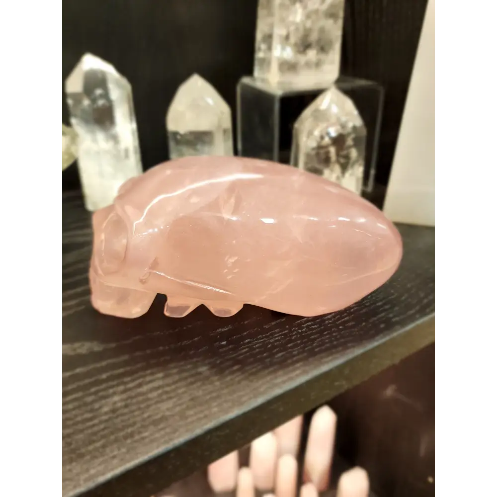 👽💗 Rose Quartz Alien Skull – 5.75’’ x 3’’ – Cosmic Love & Universal Compassion! 🌌 - Carvings