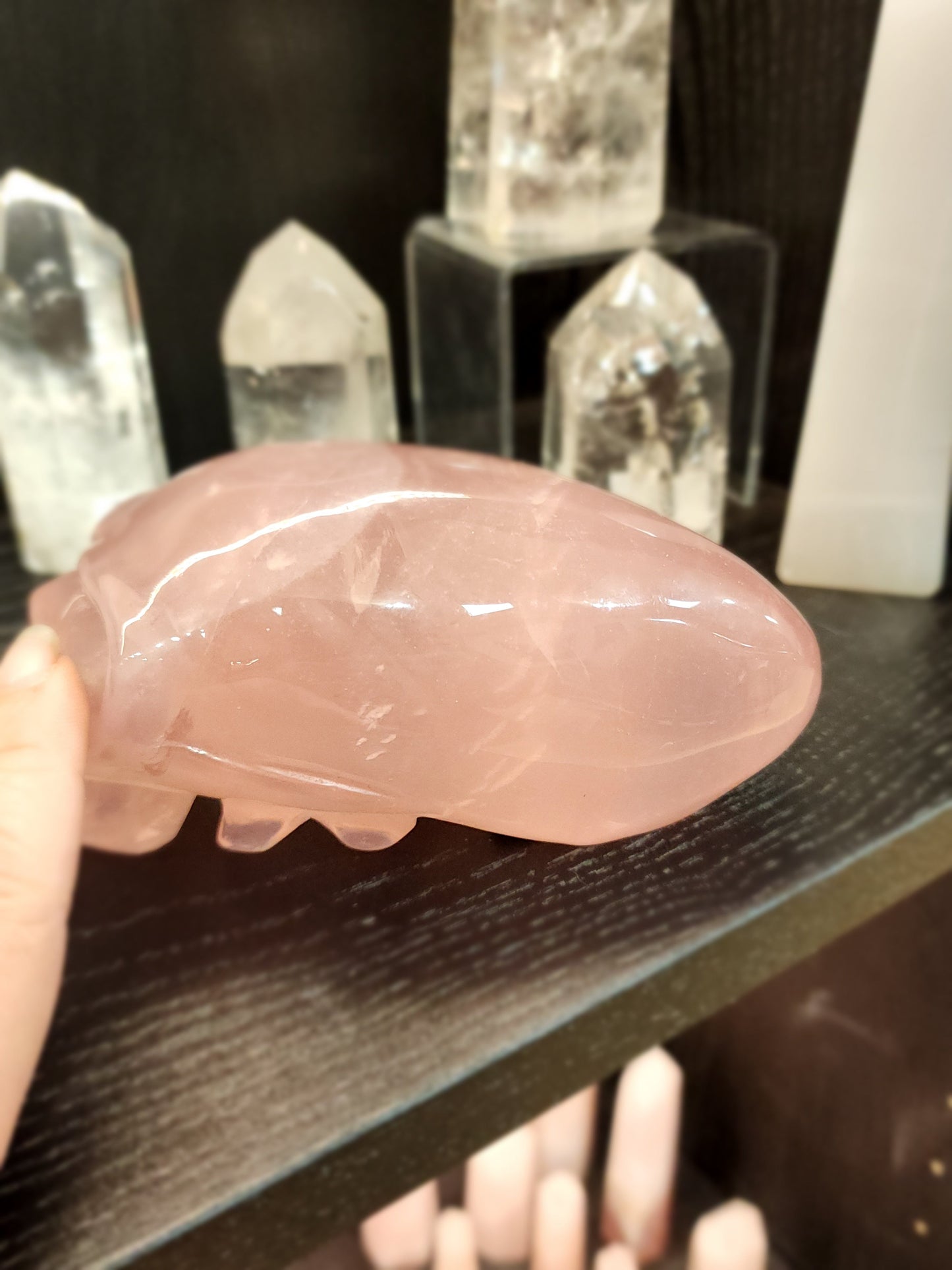 ๐ฝ๐ Rose Quartz Alien Skull โ 5.75โโ x 3โโ โ Cosmic Love & Universal Compassion! ๐ - Carvings
