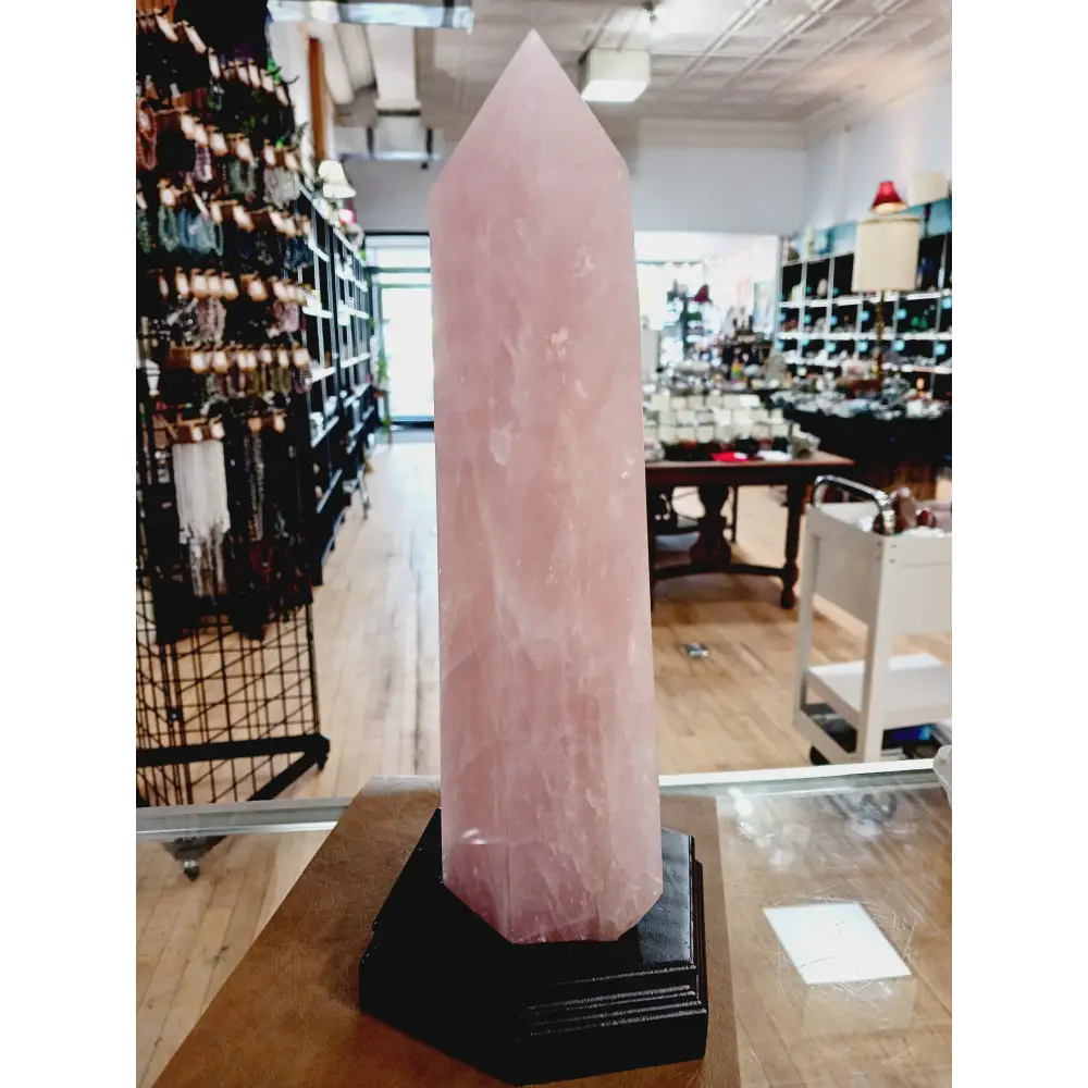 🌹✨ Rose Quartz Tower with Stand – Love Healing and Heart Power 💗